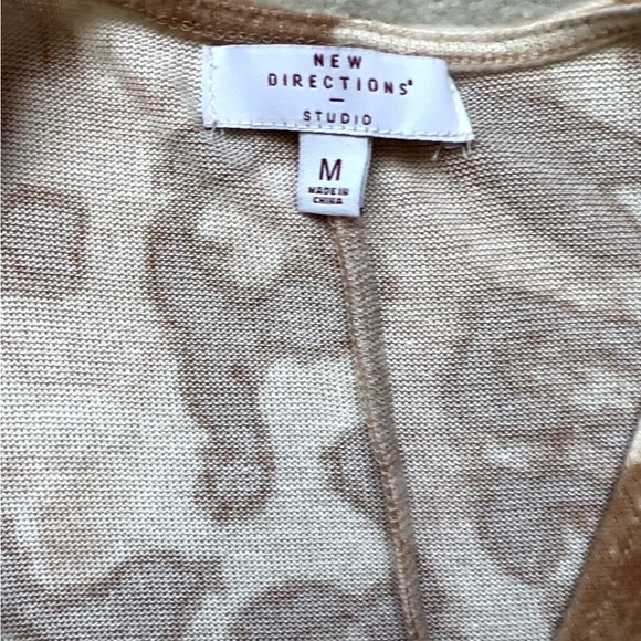 New Directions Animal Print Open Front Waterfall Asymmetrical Hem Cardigan Sz M - Picture 3 of 10